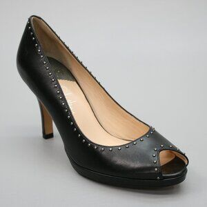 COLE HAAN Ladies 8.5 NikeAir Black Studded Stiletto High-heels Peep-toe Pumps